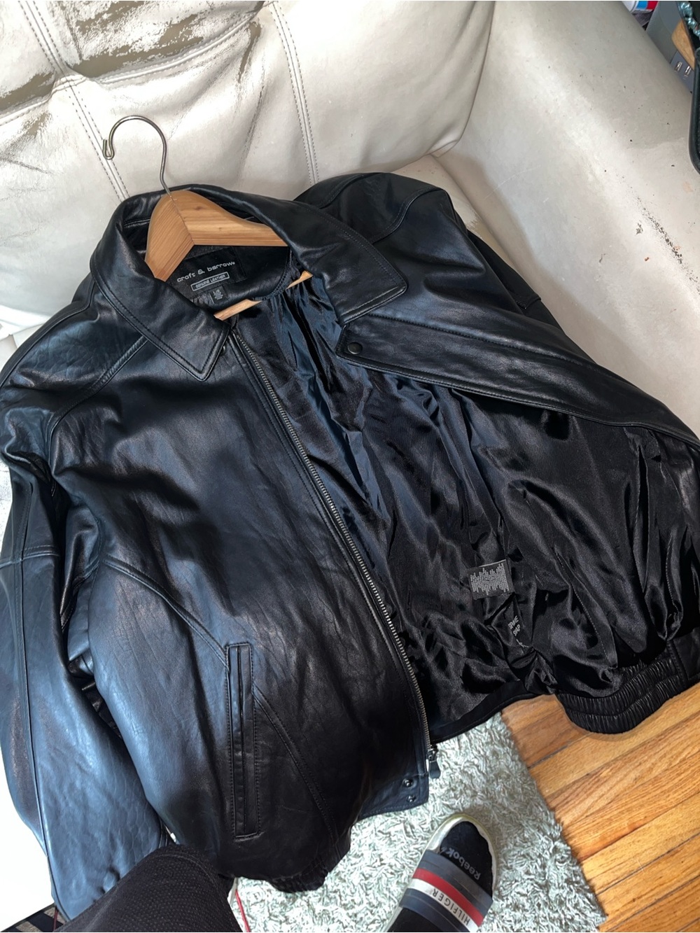 croft & barrow Black Leather Bomber Jacket